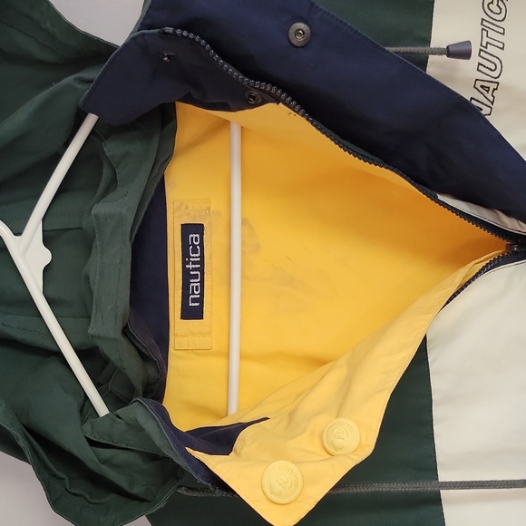Vintage Nautica Mens Jacket XL Hooded Green Reversible Long Sleeve - Picture 7 of 7